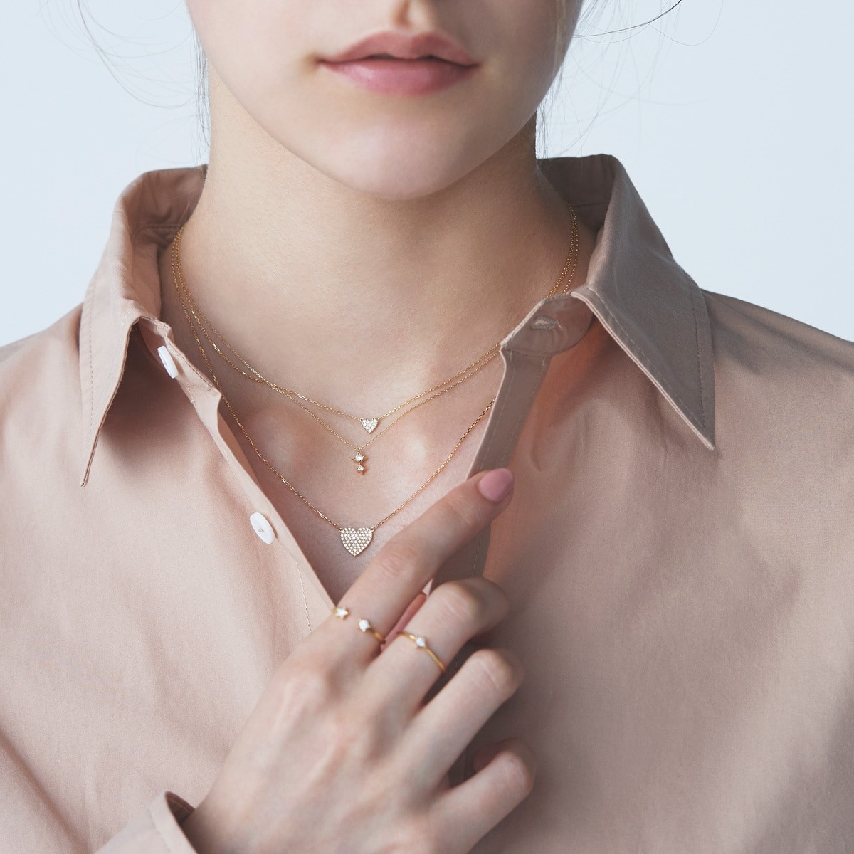 heart pavé midi 项链