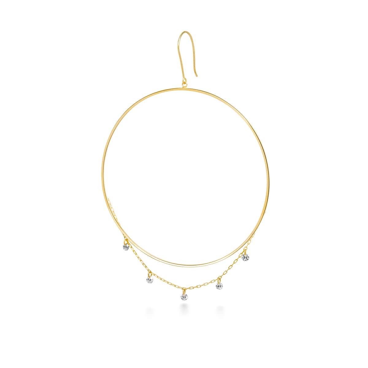 bindu chain diamond hoop 耳环